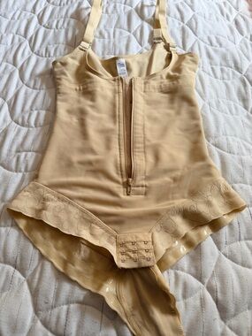 Zara Beige Nude Shapewear Bodysuit with Front Zipper